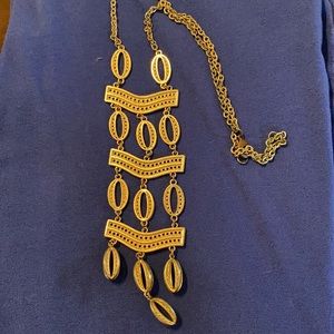 Stella and Dot long gold statement necklace